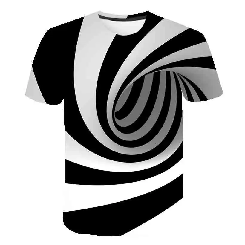 

4-14 Years Children 3D Cool T-Shirt Boys Girl Colorful Whirlpool Chequered Vortex Print Clothes 2021 Summer Kids Tshirts Tops