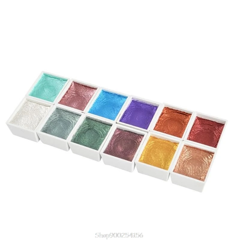 

Handmade 12 Color Glitter Water Color Set Metallic Gold aquarela Pigment Paint Artist Painting O13 20 Dropship