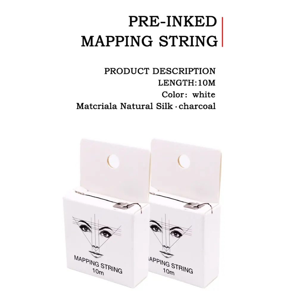 10m 2pcs Pre Inked Mapping String Brows Point Line Tool Measuring Portable Tattoo Supplies Eyebrow Marker Permanent Positioning | Красота и