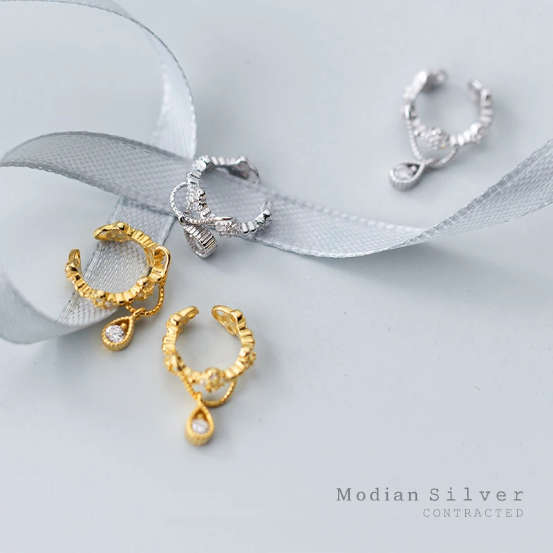 

Modian Sparkling Zircon C-Shape Noble Clips Earring for Women Fashion 925 Sterling Silver Earring Fine Jewelry Dont Pierced Ears