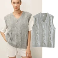 davedi sweaters women ins fashion pull femme blogger vintage v neck loose knitted vest winter sweaters womenpullovers tops