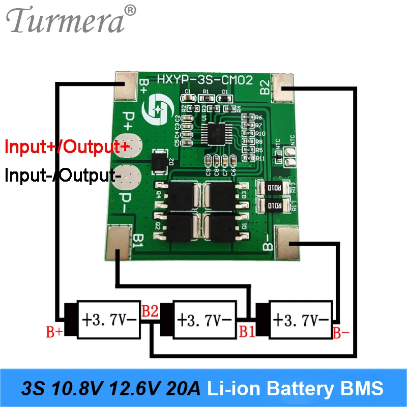Turmera 3S 20A BMS 10 8 В 12 6 18650 литиевая защитная плата для аккумулятора отвертки и