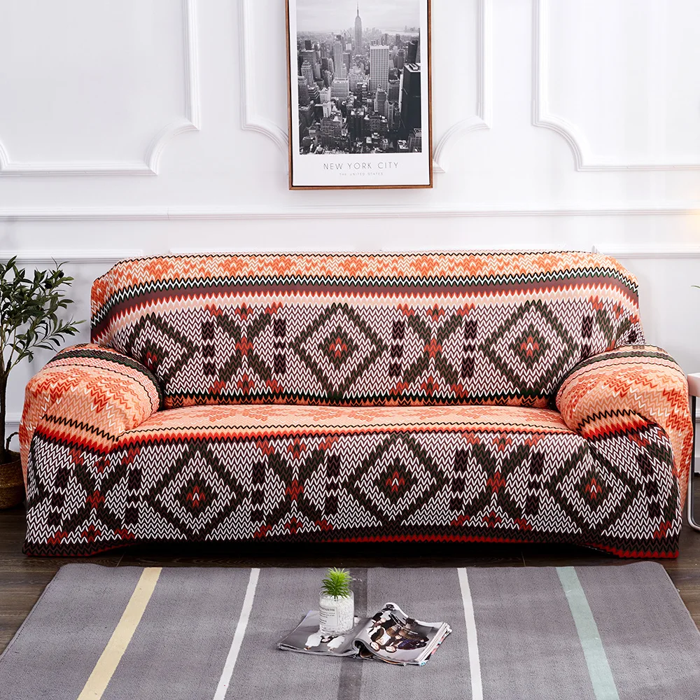 

Printed Sofa Cover Slipcovers Stretch Couch Covers Soft with Elastic Bottom for Kids Pets Furniture Protector for Living Room