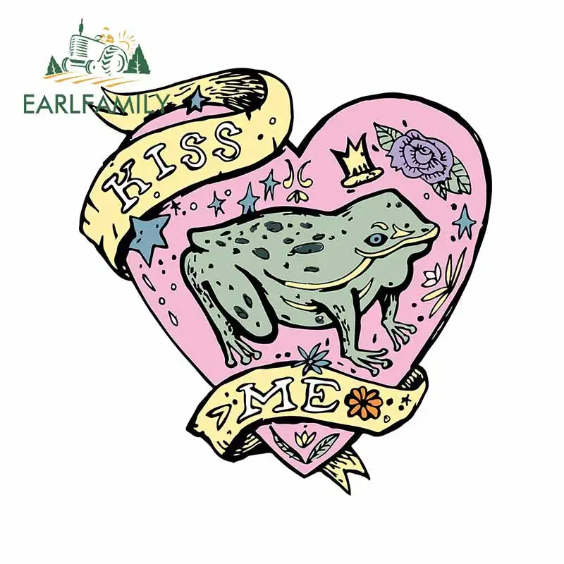 EARLFAMILY 13 см x 12 забавная Автомобильная наклейка для принцессы лягушка Kiss Me графика