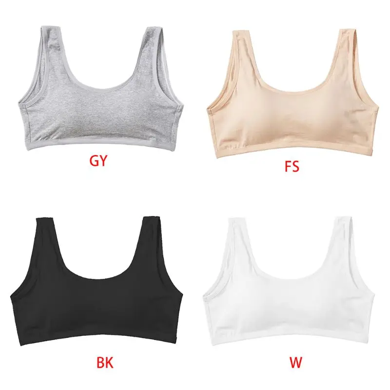 Women Girls Wide Straps Cotton Sport Bra Underwear Massage Wire Free Bralette X3UE