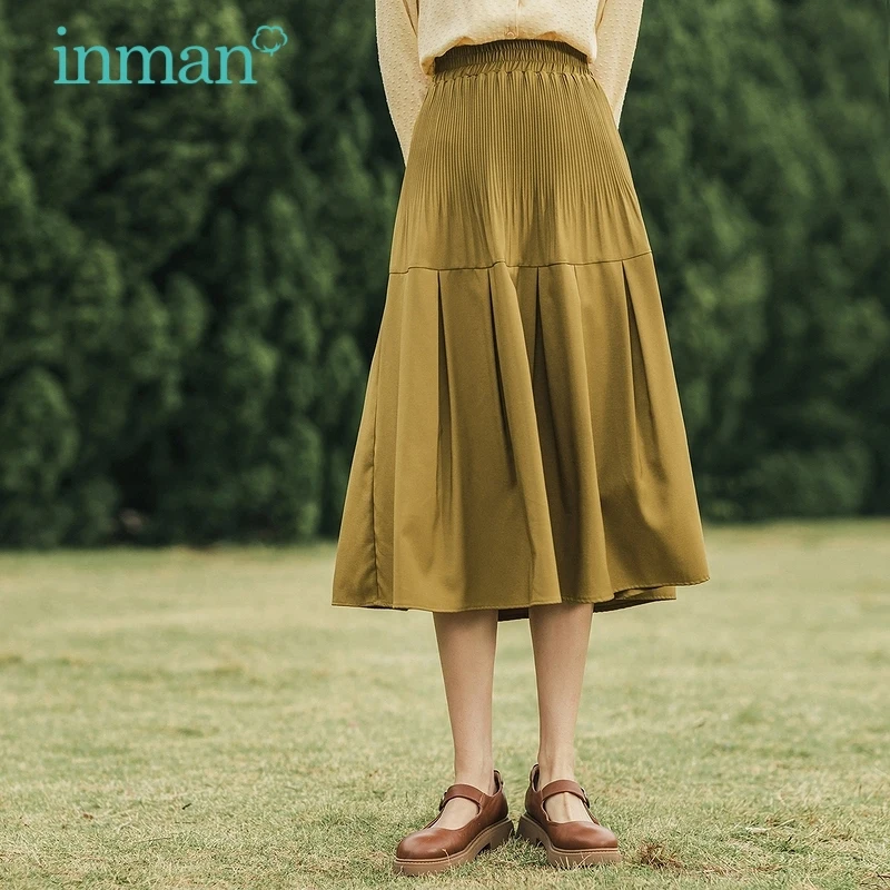 

Юбка женская трапециевидная в винтажном стиле, однотонная элегантная Милая трапециевидная юбка средней длины с небольшой драпировкой, зел...