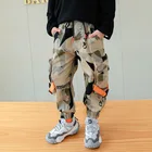 Детские штаны с камуфляжным принтом для мальчиков модные брюки-карго для подростков одежда для детей весенне-осенняя одежда для мальчиков от 8 до 12 лет