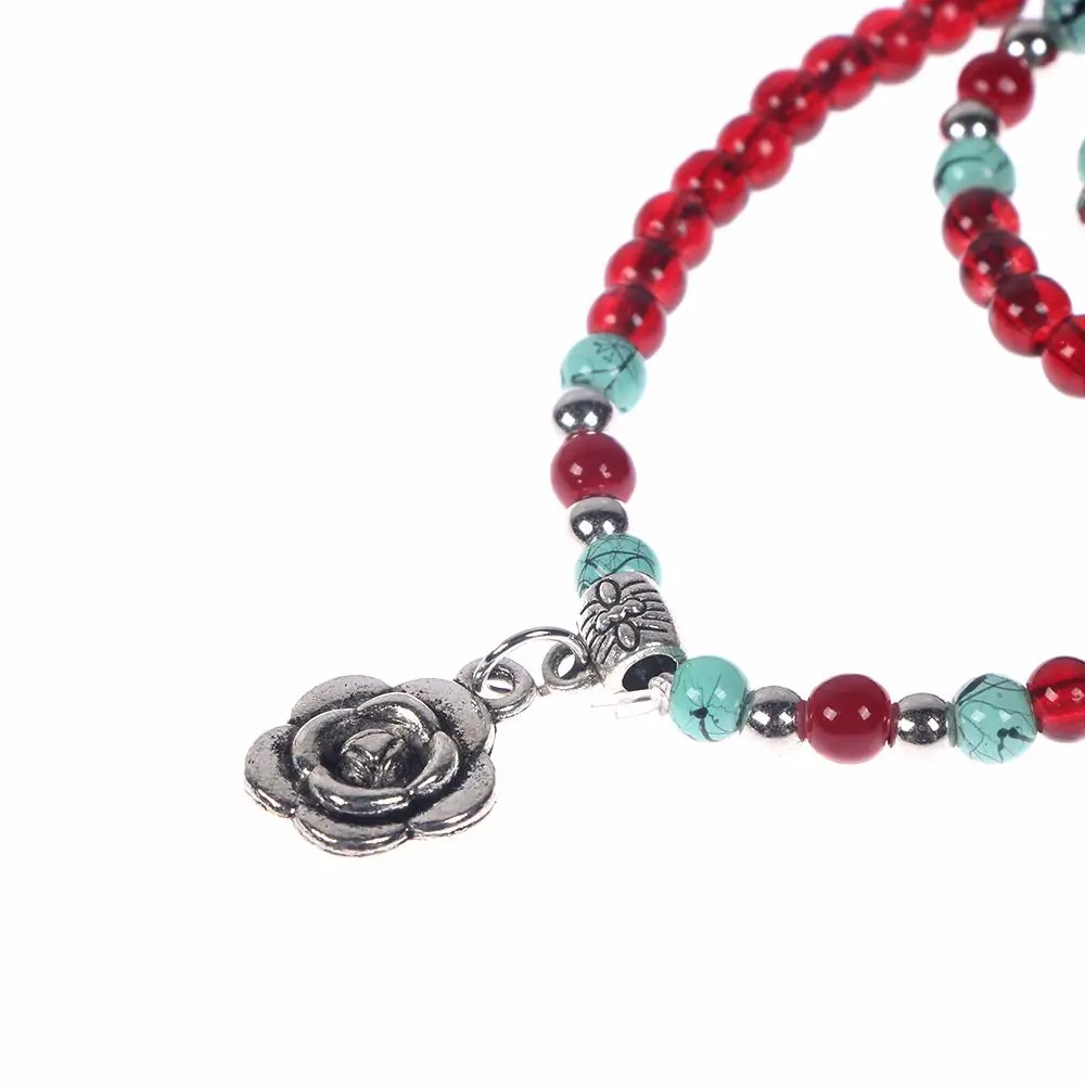 

OPPOHERE 1PC Fashion Elegant Multicolor Fashion Women Cute Flower Multi-layer Crystal Beads Bracelet Bangle