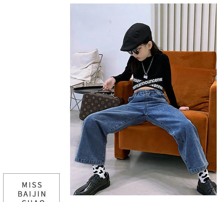 

Girls' T-shirt 2020 autumn new big kids all-match short stretch letter bottoming shirt long-sleeved casual top