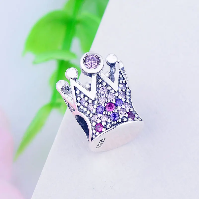 Женская серебряная плитка розовая фианитовая бусина из фианита оригинальная