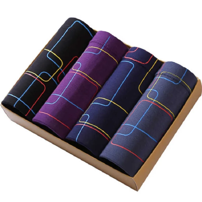 Трусы боксеры мужские 4 шт./лот модал дышащие удобные мягкие шорты пикантное