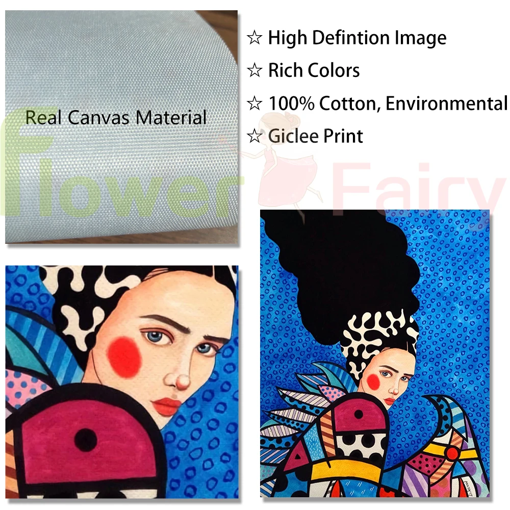 Абстрактная девочка Цветок Птица настенная живопись холст скандинавский постер