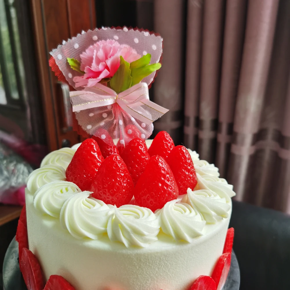 

Artificial Carnation Decoration Mother's Birthday Cake Topper