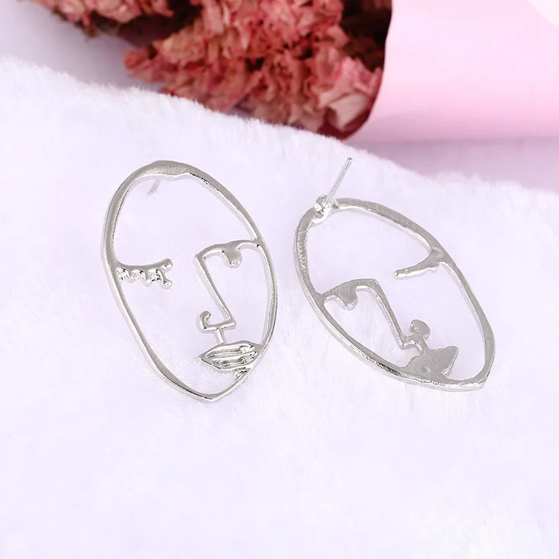 2020 New Aretes Earing And American Design Feeling Fun Irregular Earrings Exaggerated Personality Hollow Circular Alloy Stud | Украшения и