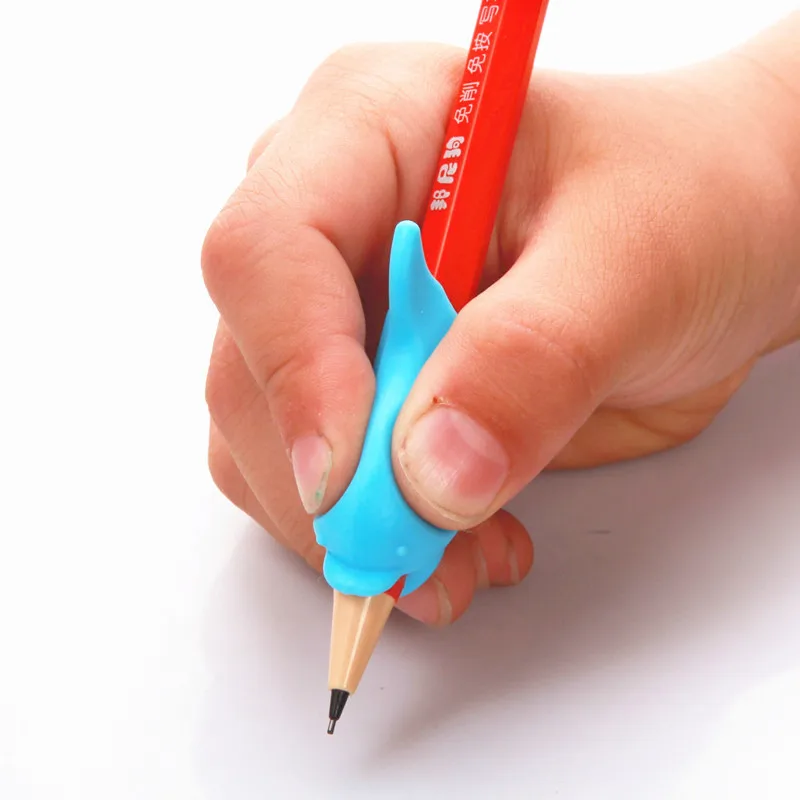 

10 pcs/Lot Dolphin Fish Writing Posture Correction Device To Hold A Pen Correction Silicone Stationery Child Student