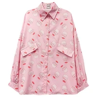 strawberry milk shirt beautiful girl loose korean retrofashion quality early autumn top long sleeve student 2021 new polo shirt