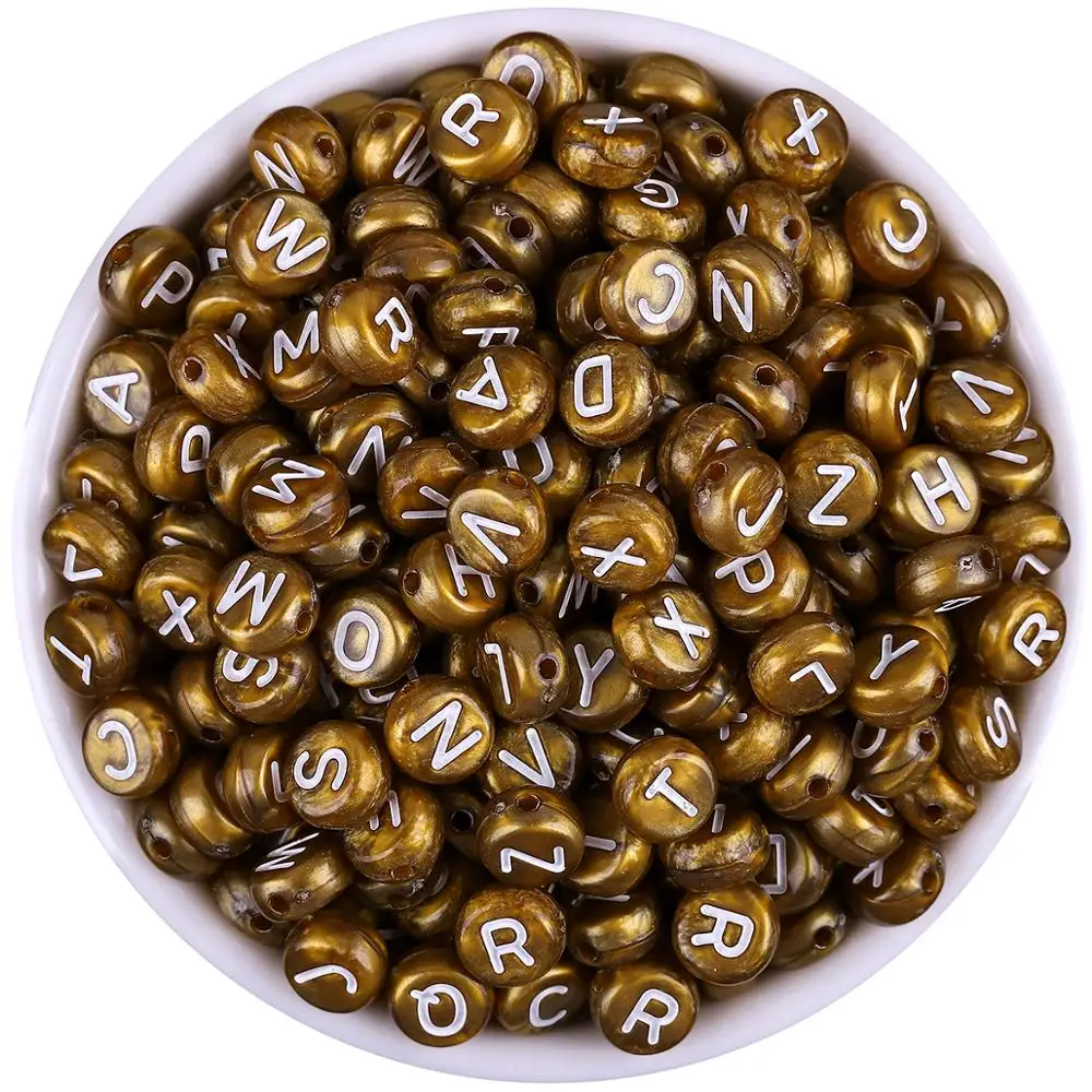 100 шт/партия светлые черные разноцветные акриловые буквы бусины 4*7 мм для