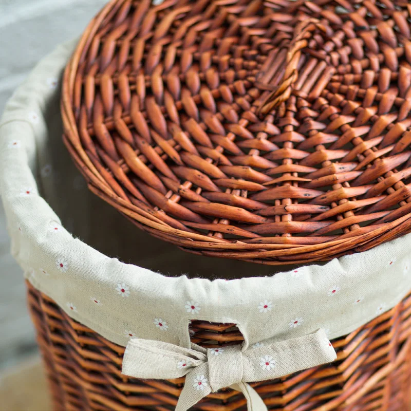 

Clothes storage basket hamper laundry barrel rattan large clothing toy tweezers household with cover
