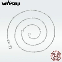 wostu 45cm real 925 sterling silver long chain necklaces fit beads charm pendants for women luxury s925 jewelry gift dxa009