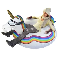 thickened pvc inflatable unicorn snow tube ski circle with handle sleds boat snowboarding ring toy for skating swimming ring