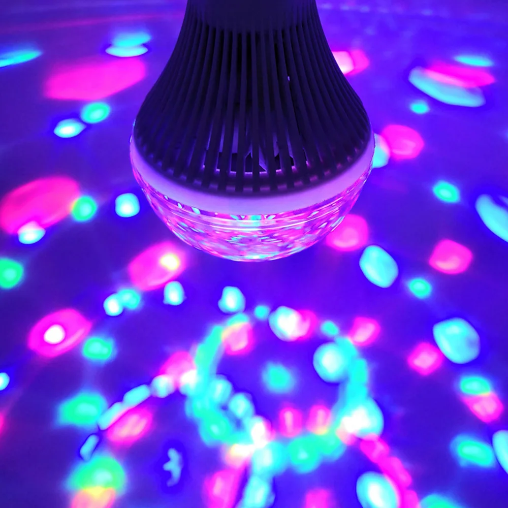 3 Вт E27 RGB светодиодный светильник с автоматическим вращением и звуковым управлением, магический хрустальный шар, светодиодный светильник для сцены, для DJ, дискотеки, вечерние, KTV, праздничная атмосфера