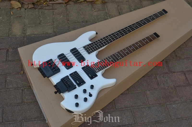 Бесплатная доставка белая электрическая бас гитара с отпечатком пальца из