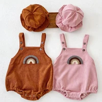 2pcs newborn baby overalls clothes autumn toddler corduroy romper rainbow infant girl boy jumpsuit baby onesie child kids outfit