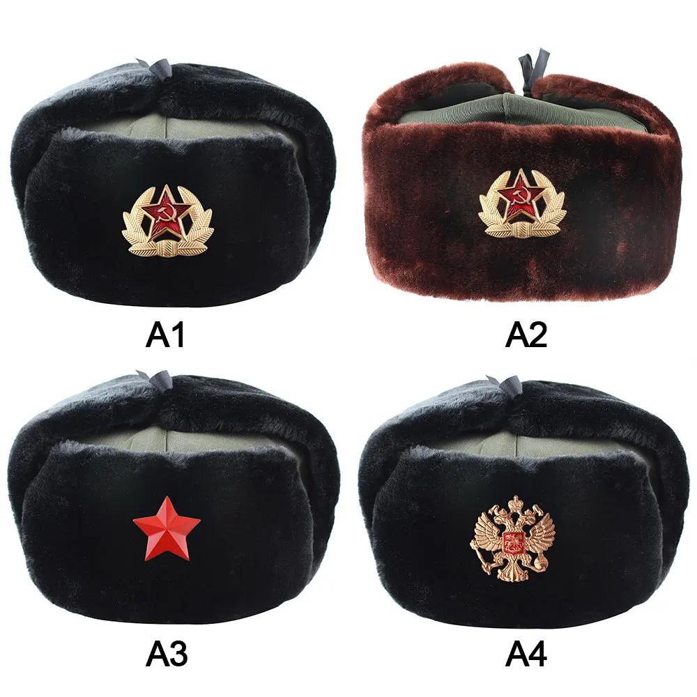 Новые русские армейские военные шапки, шлем летчика, полицейская шапка, зимняя мужская снежная шапка с наушниками, лыжные теплые толстые шапки для мужчин 55-60 см