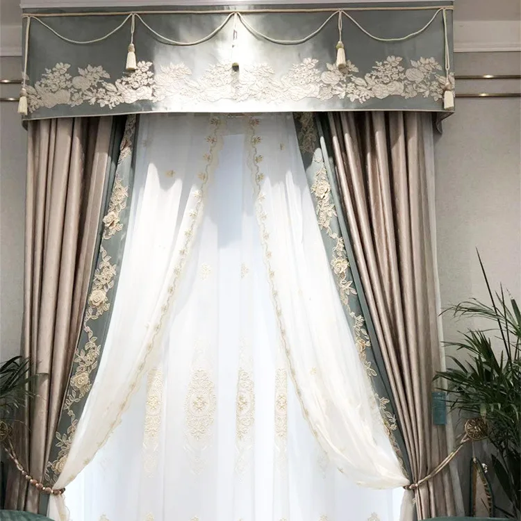 Зеленые Европейские Элегантные затемненные шторы с 3D цветочной вышивкой