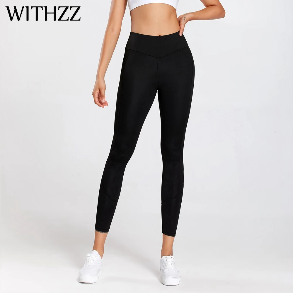 

WITHZZ Women's Running Quick-Dry Casual Sports Pants Fourneedle Six Lines High-Waist Stretch Leggings