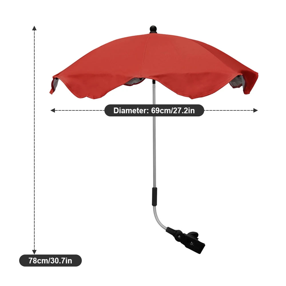 

Sunshade Umbrella UV Rays Protection Parasol Rain Canopy Cover Clamp-On Shade Umbrella for Baby Stroller