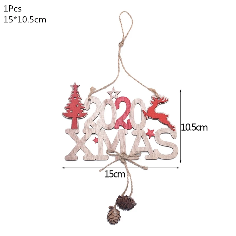 1pcs 2020 xmas Деревянная Рождественская елка, украшения, деревянная подвеска, автомобиль/Лось/звезда, поделки своими руками, Noel, рождественские украшения для дома, рождественский подарок для детей - Цвет: 1pcs 2020 xmas