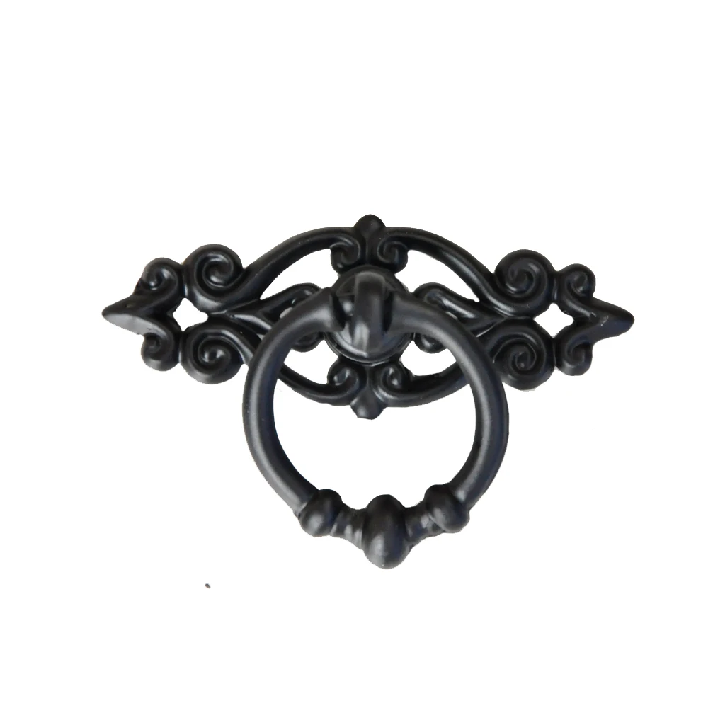 

1 x Black Antique Cabinet Door Drawers Cupboard Ring Pull Handle Retro Knob