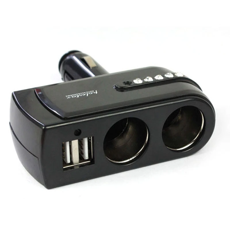 Новое автомобильное зарядное устройство 2 USB питания + двойные гнезда