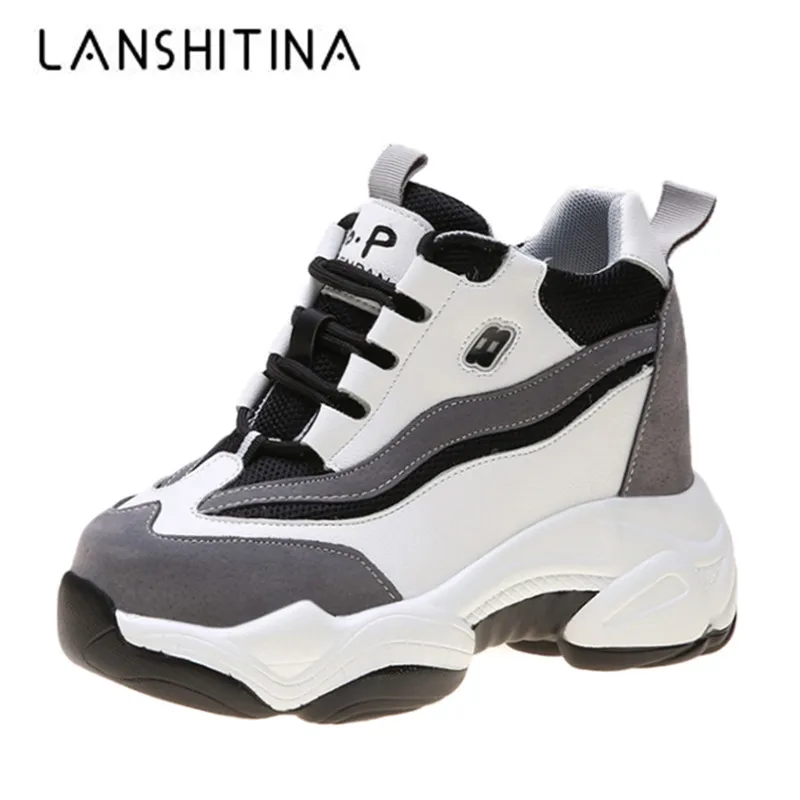 Женские Прогулочные кроссовки Осенняя обувь на платформе со шнуровкой Дышащая