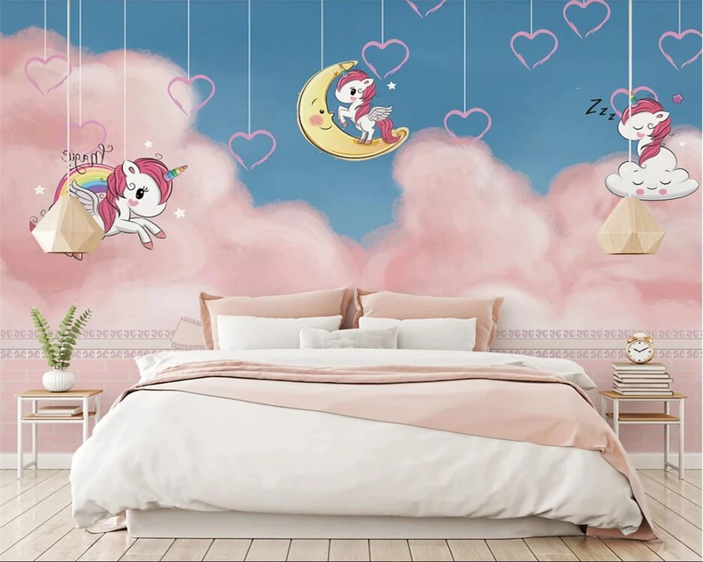 Beibehang пользовательский скандинавский новый ручной росписи розовый Радужный