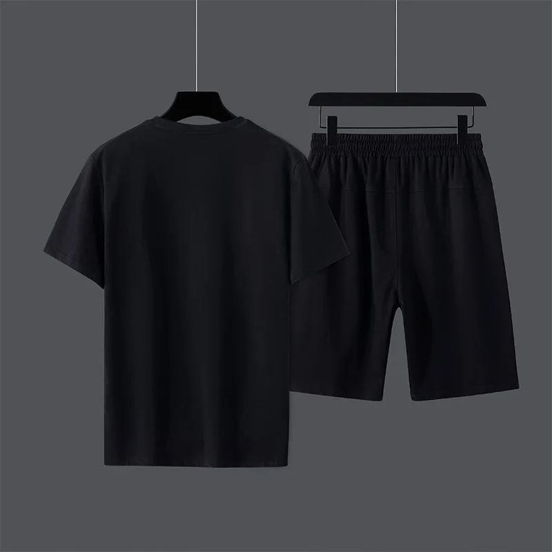 

Short sleeve t-shirt men's add plus XL size sports suit summer plus man casual half sleeve male loose shorts wholesale 1-2