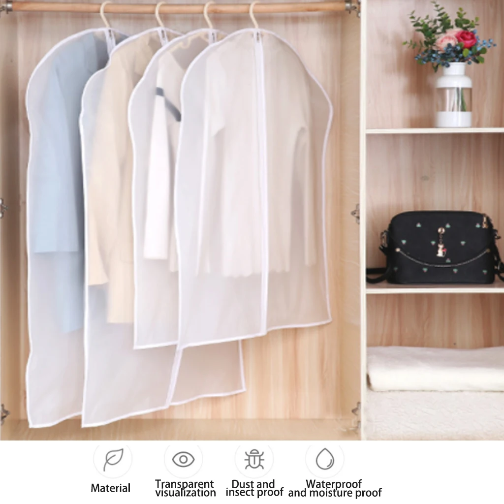 

5pcs/Set Clothing Covers Wardrobe Closet Organizer EVA Dust Cover Cloth Storage Bags For Coat Suit Dance Clothes Hanging Bag