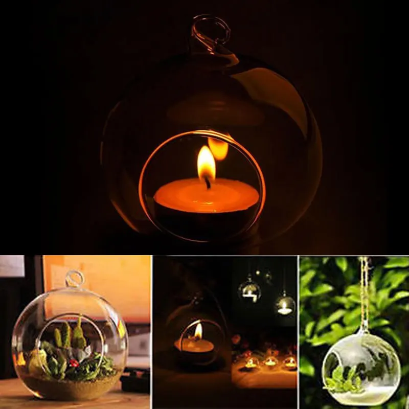 6/8/10/12Cm Clear Glass Round Hanging Candle Tea Light Holder Candlestick Home Globe Shape | Дом и сад
