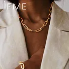 Женское Ожерелье из кубинской цепи IF ME, толстая массивная цепочка золотистого цвета со звеньями, Ювелирное Украшение 2020
