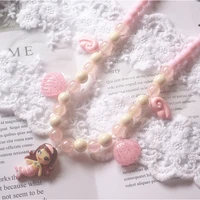 cute mermaid rainbow colorful shell beads necklace for kids girls play costume children party pendant necklace jewelry accessory