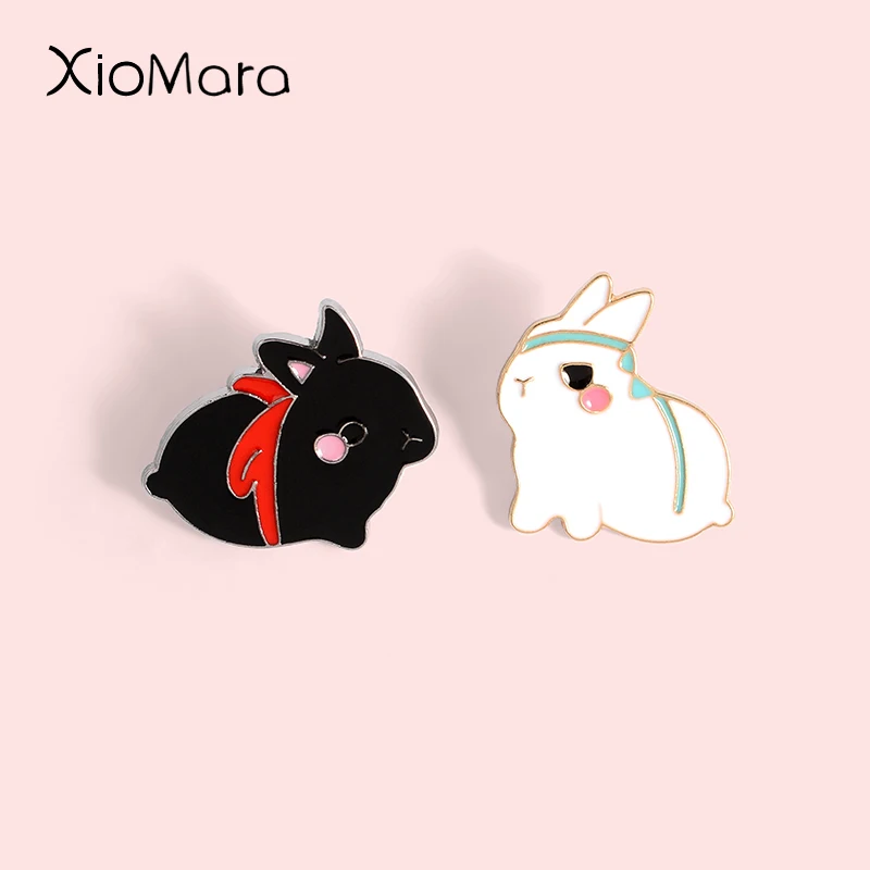 

Fat Untamed Bunny Enamel Pin Cute White Rabbit Animal Badges Brooches Backpack Bag Accessories Lapel Pin Gift for Kids Friends