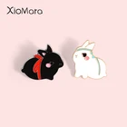 Эмалированная брошь в виде белого кролика, значки с животными, для рюкзака, сумки