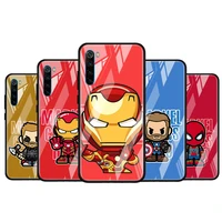cute marvel hero cartoon for xiaomi redmi k40 k30 k20 pro plus 9c 9a 9 8a 7 luxury shell tempered glass phone case cover