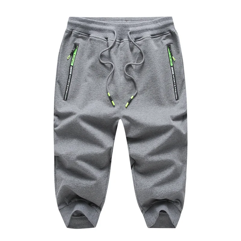

Summer Men's Jogging Pants Sports Pants 3/4 knit Short five-point Pants Men's Beach Pants Cotton Loose Large Size Sports Men's