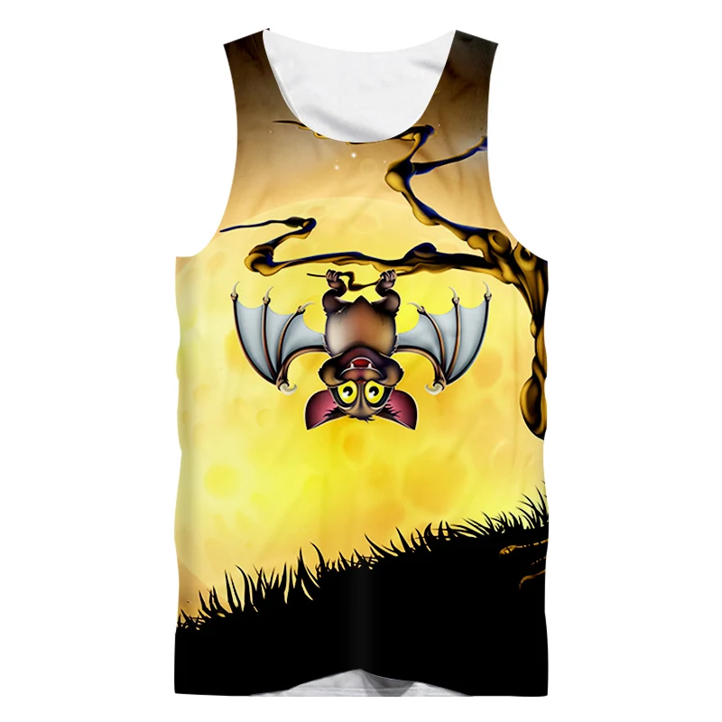 Майка OGKB унисекс с 3D-принтом летучая мышь и Луна безрукавка в стиле хип-хоп панк