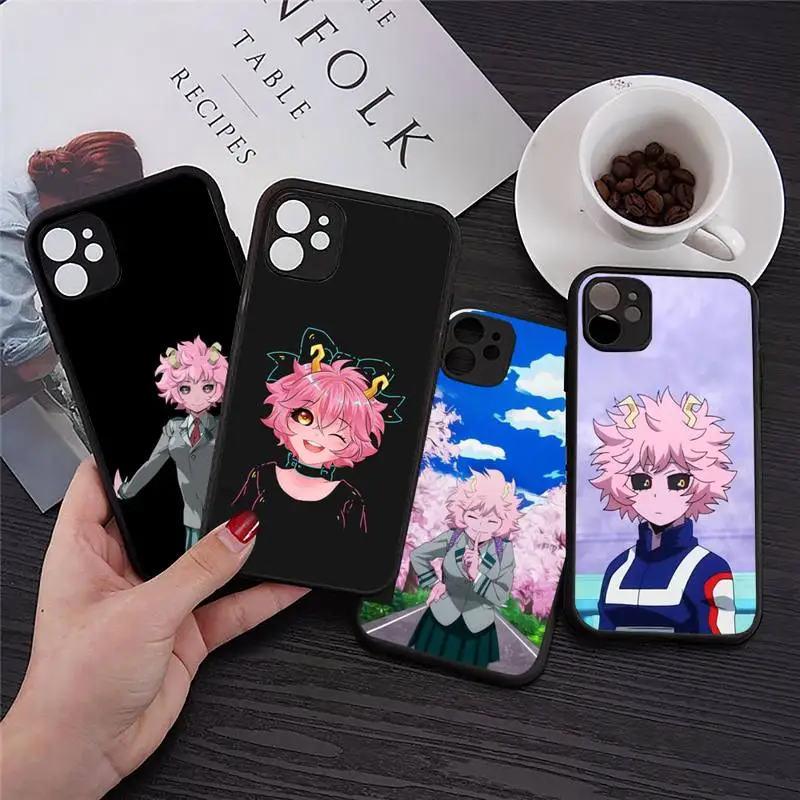 

Mina ashido My hero academia Phone Case Transparent Matte for iPhone 13 7 8 11 12 s mini pro X XS XR MAX Plus Clear mobile bag