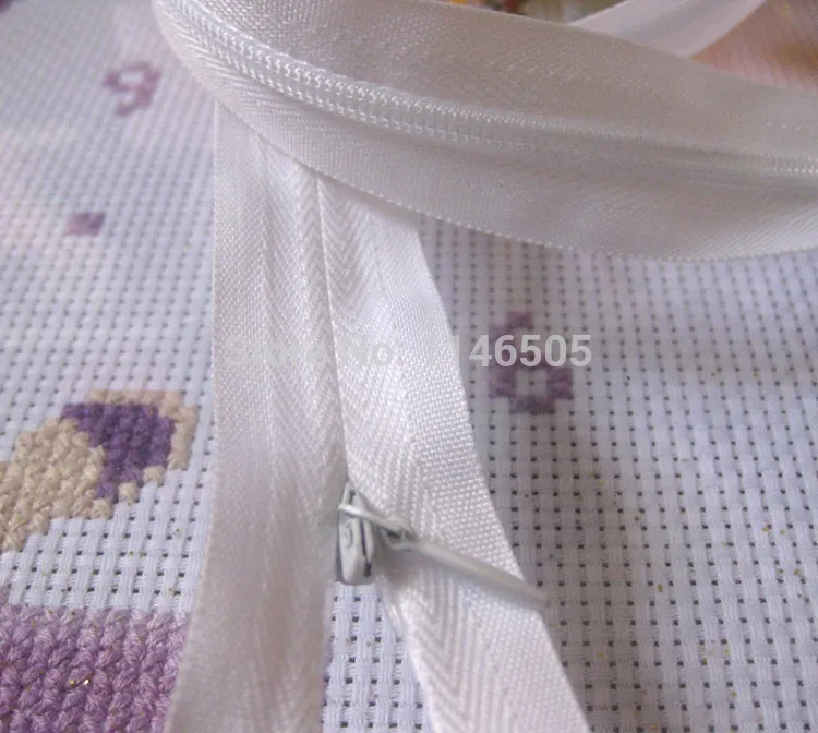 Белые невидимые молнии 3 # оптом закрытые нейлоновые длинные 150 см (59 дюймов) 10