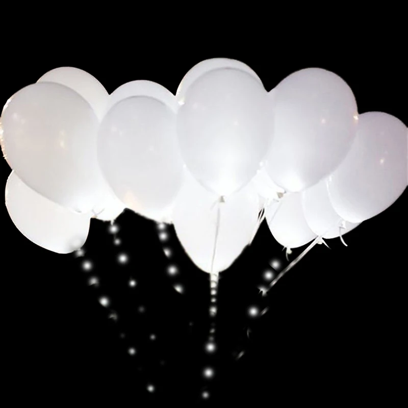 

5pcs LED Balloon Luminous Light Ball 12 Inches White Latex Balloon Glow Balloon Birthday Party Holiday Wedding Decor Supplies
