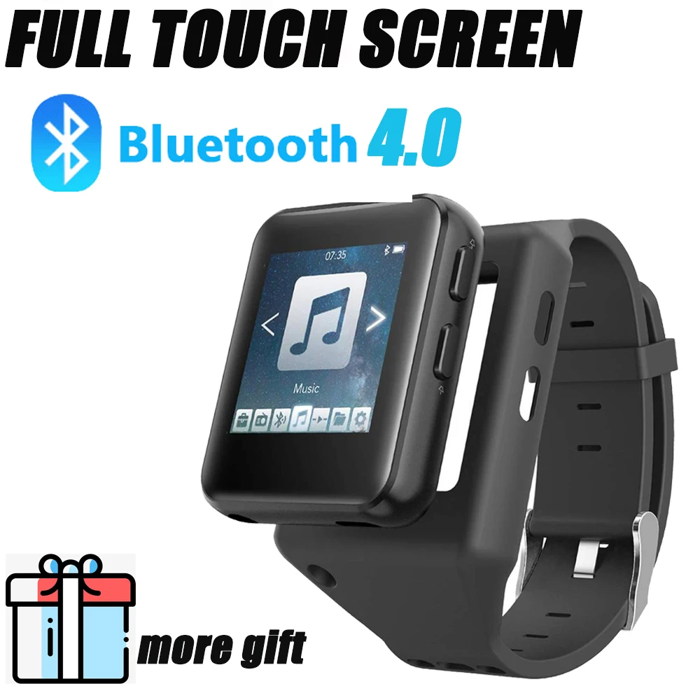 Bluetooth MP3 часы с Сенсорный экран 8/16GB клип MP3 плеер для занятий спортом, будь то Велосипедный спорт или бег Пеший Туризм Поддержка Запись, FM радио